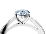White gold Fancy Blue Oval  Solitaire Diamond Ring with Four-Prong Setting and Classic Band_7