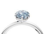 White gold Fancy Blue Oval  Solitaire Diamond Ring with Four-Prong Setting on a Plain Band_36