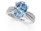 White gold Fancy Blue Oval  Solitaire Diamond Ring with Milgrain Pavé Band and Four-Prong Setting_20