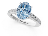 White gold Fancy Blue Oval  Solitaire Diamond Ring with Pavé Band and Four-Prong Setting_113