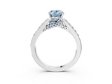 White gold Fancy Blue Oval  Solitaire Diamond Ring with Pavé Band and Four-Prong Setting_115