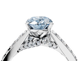 White gold Fancy Blue Oval  Solitaire Diamond Ring with Pavé Band and Four-Prong Setting_116