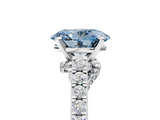White gold Fancy Blue Oval  Solitaire Diamond Ring with Pavé Band and Four-Prong Setting_117