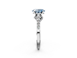 White gold Fancy Blue Oval  Solitaire Diamond Ring with Pavé Band and Four-Prong Setting_119