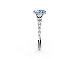 White gold Fancy Blue Oval  Solitaire Diamond Ring with Pave Band and Four-Prong Setting_250