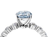 White gold Fancy Blue Oval  Solitaire Diamond Ring with Pave Band and Four-Prong Setting_252