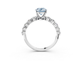 White gold Fancy Blue Oval  Solitaire Diamond Ring with Pave Band and Four-Prong Setting_252