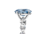 White gold Fancy Blue Oval  Solitaire Diamond Ring with Pave Band and Four-Prong Setting_254