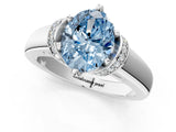 White gold Fancy Blue Oval  Solitaire Diamond Ring with Pave Band and Six-Prong Setting_33
