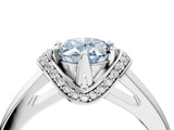 White gold Fancy Blue Oval  Solitaire Diamond Ring with Pave Band and Six-Prong Setting_36