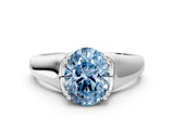 White gold Fancy Blue Oval  Solitaire Diamond Ring with Six-Prong Cathedral Setting_32