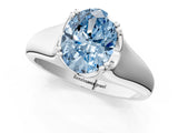 White gold Fancy Blue Oval  Solitaire Diamond Ring with Six-Prong Cathedral Setting_33