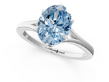 White gold Fancy Blue Oval  Solitaire Diamond Ring with Six-Prong Setting and Tapered Band_18