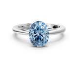 White gold Fancy Blue Oval  Solitaire Diamond Ring with Split Shank and Four-Prong Setting_19