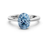 White gold Fancy Blue Oval  Solitaire Diamond Ring with Split Shank and Four-Prong Setting_24