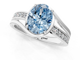 White gold Fancy Blue Oval  Solitaire Diamond Ring with Split Shank and Prong Setting_42