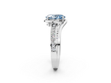 White gold Fancy Blue Oval  Solitaire Diamond Ring with Split Shank and Prong Setting_43
