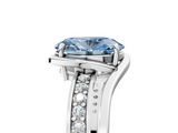 White gold Fancy Blue Oval  Solitaire Diamond Ring with Split Shank and Prong Setting_46