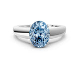 White gold Fancy Blue Oval  Solitaire Diamond Ring with Tapered Band and Four-Prong Setting_49
