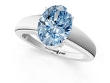 White gold Fancy Blue Oval  Solitaire Diamond Ring with Tapered Band and Four-Prong Setting_50