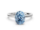 White gold Fancy Blue Oval  Solitaire Diamond Ring with Thin Band and Four-Prong Setting_3