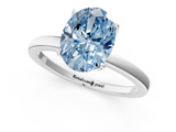 White gold Fancy Blue Oval  Solitaire Diamond Ring with Thin Band and Four-Prong Setting_4