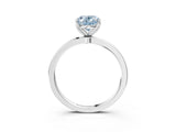 White gold Fancy Blue Oval  Solitaire Diamond Ring with Thin Band and Four-Prong Setting_75