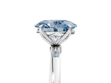 White gold Fancy Blue Oval  Solitaire Diamond Ring with Thin Band and Four-Prong Setting_77