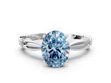 White gold Fancy Blue Oval  Solitaire Diamond Twisted Band with Four-Prong Setting_115