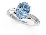 White gold Fancy Blue Oval  Solitaire Diamond Twisted Band with Four-Prong Setting_117