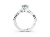 White gold Fancy Blue Oval  Solitaire Diamond Twisted Band with Four-Prong Setting_118