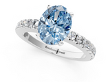 White gold Fancy Blue Oval  Solitaire Diamond with Pavé Band and Four-Prong Setting_68