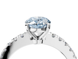 White gold Fancy Blue Oval  Solitaire Diamond with Pavé Band and Four-Prong Setting_71