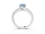 White gold Fancy Blue Oval  Solitaire Diamond with Pavé Band and Four-Prong Setting_71