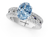White gold Fancy Blue Oval  Solitaire Diamond with Pave and Channel Set Band_55