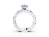 White gold Fancy Blue Oval  Solitaire Diamond with Pave and Channel Set Band_58
