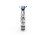White gold Fancy Blue Oval  Solitaire Diamond with Pave and Channel Set Band_61