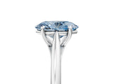 White gold Fancy Blue Oval  Solitaire Engagement Ring with Four-Prong Setting and Classic Band 5