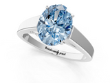 White gold Fancy Blue Oval  Solitaire Engagement Ring with Four-Prong Setting and Tapered Band_4