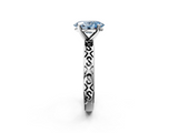 White gold Fancy Blue Oval  Solitaire Engagement Ring with Scrollwork Band and Four-Prong Setting_114