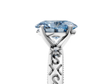White gold Fancy Blue Oval  Solitaire Engagement Ring with Scrollwork Band and Four-Prong Setting_117