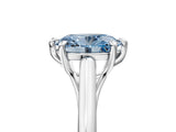 White gold Fancy Blue Oval  Solitaire Engagement Ring with Six-Prong Setting and Classic Band