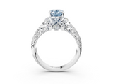 White gold Fancy Blue Oval  Solitaire Filigree Engagement Ring with Halo and Prong Setting_110