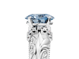 White gold Fancy Blue Oval  Solitaire Filigree Engagement Ring with Halo and Prong Setting_114