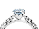 White gold Fancy Blue Oval  Solitaire Floral Milgrain Engagement Ring_59