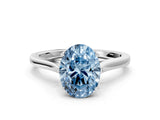 White gold Fancy Blue Oval  Solitaire Heart Prong Engagement Ring with Tapered Band_55
