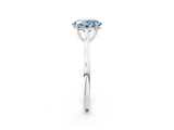 White gold Fancy Blue Oval  Solitaire Heart Prong Engagement Ring with Tapered Band_57