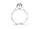 White gold Fancy Blue Oval  Solitaire Heart Prong Engagement Ring with Tapered Band_58