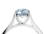 White gold Fancy Blue Oval  Solitaire Heart Prong Engagement Ring with Tapered Band_59