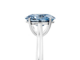 White gold Fancy Blue Oval  Solitaire Heart Prong Engagement Ring with Tapered Band_60